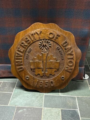 26" University of Dayton 1850 Carved Wooden Plaque