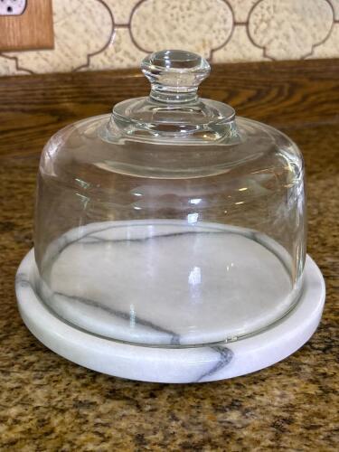 Marble Base Glass Dome Dish