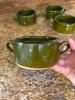 Four Green Glazed Ceramic Soup Bowls - 2