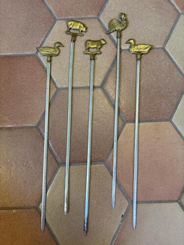Set of Animal-Head Metal BBQ Skewers