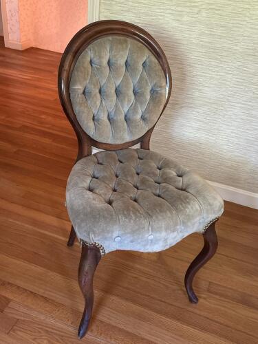 Tufted Velvet and Wood Side Chair
