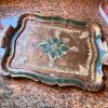 Decorative Metal Ewer with 2 Wooden Florentine Trays - 5