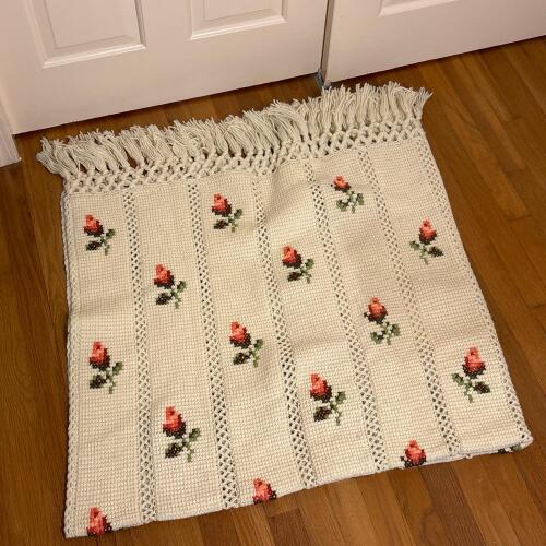 Crocheted Rose Pattern Afghan Blanket