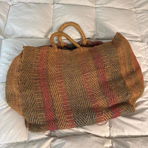 Large Multicolor Woven Bag with Handles