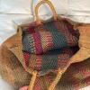 Large Multicolor Woven Bag with Handles - 2
