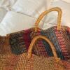 Large Multicolor Woven Bag with Handles - 8