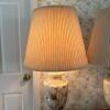 Pair of Floral Ceramic Lamps with Pleated Shades - 4
