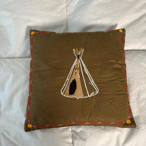 Embroidered Teepee Decorative Pillow