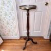 Wood and Metal Tray-Top Pedestal Table