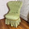 Green Skirted Slipper Chair, Upholstered