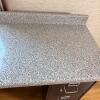 Speckled Laminate Office Desk with File Cabinets - 7