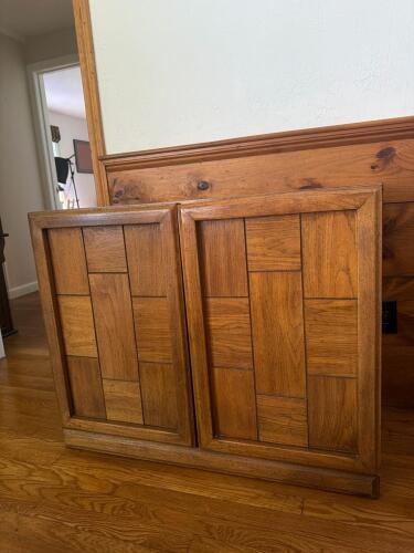 Vintage Wood Cabinet with Two Panel Doors