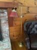 Brass Floor Lamp with Red Metal Shade