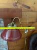 Brass Floor Lamp with Red Metal Shade - 7