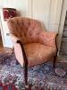 Tufted Damask Upholstered Armchair