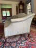 Queen Anne-style Sofa, Blue Damask Upholstery - 2