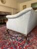 Queen Anne-style Sofa, Blue Damask Upholstery - 3