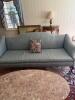 Queen Anne-style Sofa, Blue Damask Upholstery - 5