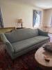 Queen Anne-style Sofa, Blue Damask Upholstery - 13
