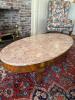 Marble Top Oval Coffee Table with Drawer