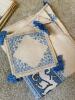 Assorted Embroidered Linen Table Linens, Blue and Ivory - 3