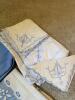 Assorted Embroidered Linen Table Linens, Blue and Ivory - 4