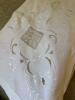 White Embroidered Linen Tablecloth with Cutwork - 3