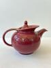 Burgundy Teapot with Gold Trim and Floral Motif