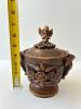 Carved Wooden Lidded Vessel with Cherub Motifs - 5