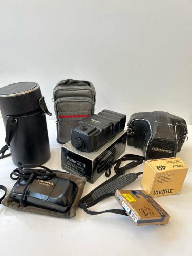 Large Camera and Accessories Lot, Lenses, Minolta X-370, Olympus