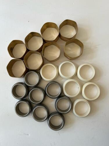 Mixed Metal and Wood Napkin Rings Lot