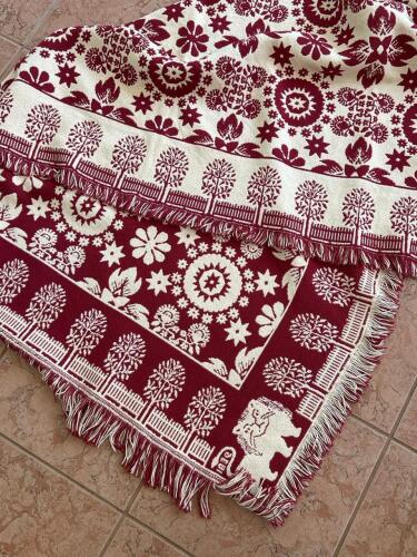 Two Maroon and White Reversible Throw Blankets, Rhode Island and Lion