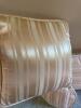 Three Ivory Satin Stripe Decorative Pillows - 3