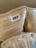 Three Ivory Satin Stripe Decorative Pillows - 4