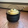 Cast Iron Hearth Pot with Brass-Tone Lid and Removable Insert