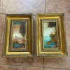 7" x 10.5" Pair of Italian Framed Landscape Paintings, Signed
