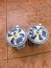 Pair of Blue and White Chinese Ceramic Lidded Tea Mugs - 6