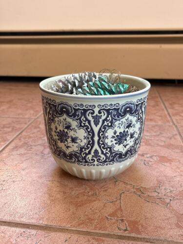 Frankton Delfts Blue and White Ceramic Planter with Decorative Contents