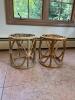 Pair of Woven Rattan Round Stools