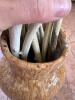 Ceramic Textured Vase with White Decorative Branches - 3