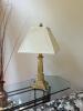 Neoclassical Style Brass Tone Table Lamp with Fabric Shade - 2