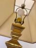 Neoclassical Style Brass Tone Table Lamp with Fabric Shade - 4