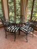 Wrought Iron Glass Top Table with Five Chairs