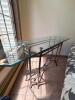 Glass Console Table with Wrought Iron Style Base - 6