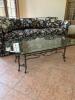 Glass Top Coffee Table with Wrought Iron Style Base