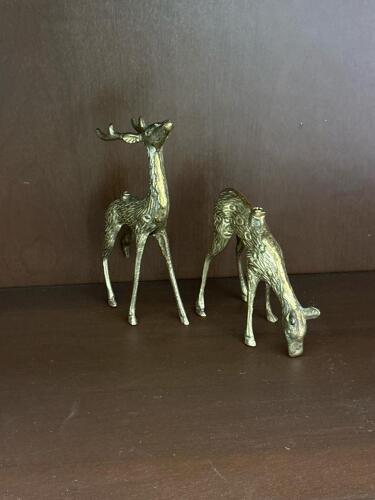 Pair of Brass Deer Figurines