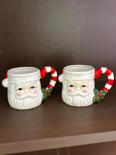 Pair of Vintage 1982 Commodore Santa Face Christmas Mugs
