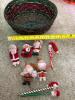 Basket of Flocked Christmas Santa Ornaments and Pencil Toppers - 10