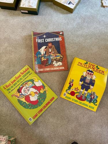 Three Giant Vintage Christmas Story Coloring Books