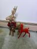 Paper Mache and Flocked Reindeer Figures - Set of Two